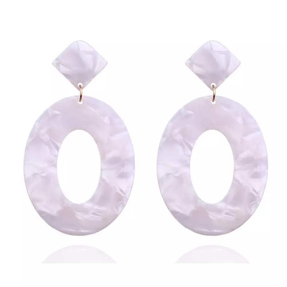 Oval Acrylic Statment Dangle Earrings